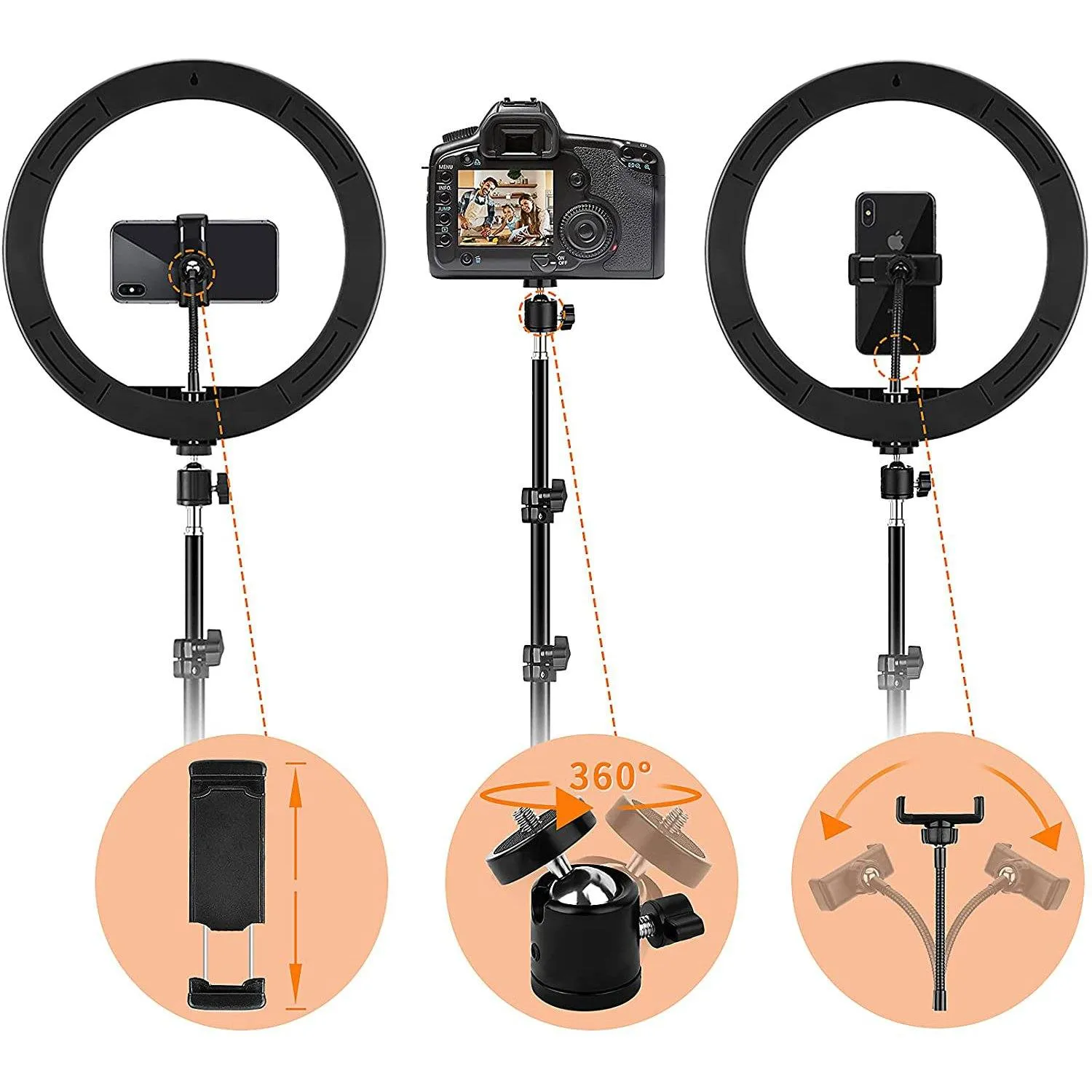 12" Selfie Ring Light with Tripod Stand and Phone Holders