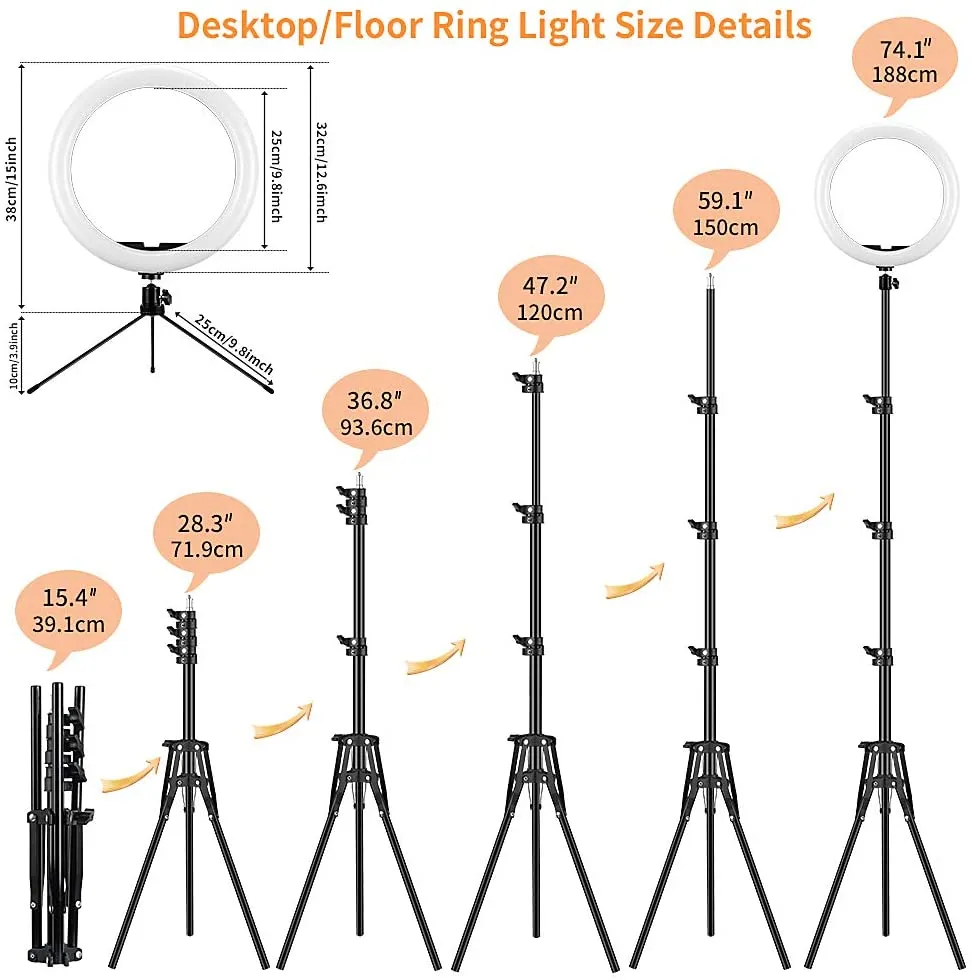 12" Selfie Ring Light with Tripod Stand and Phone Holders