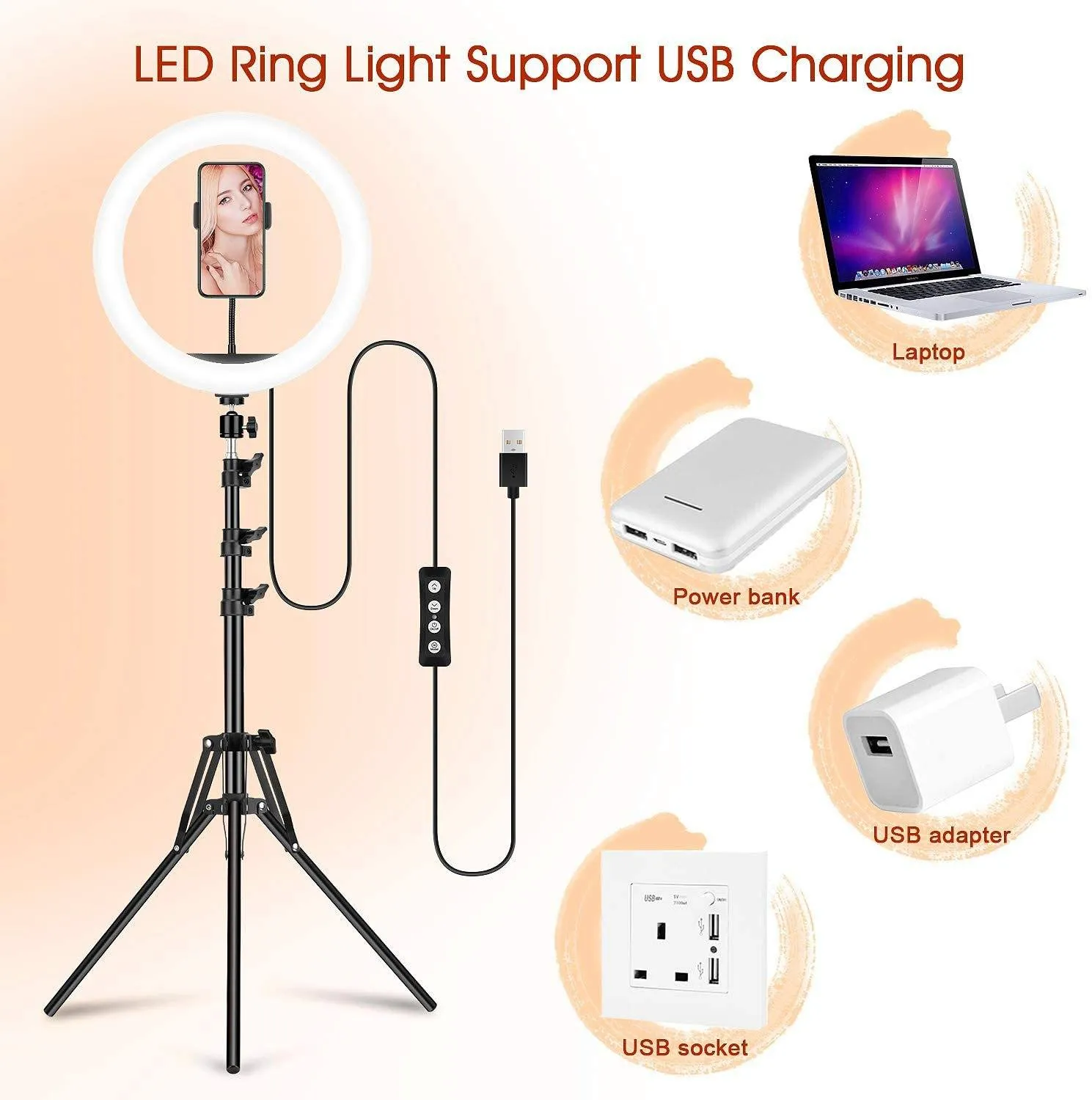 12" Selfie Ring Light with Tripod Stand and Phone Holders