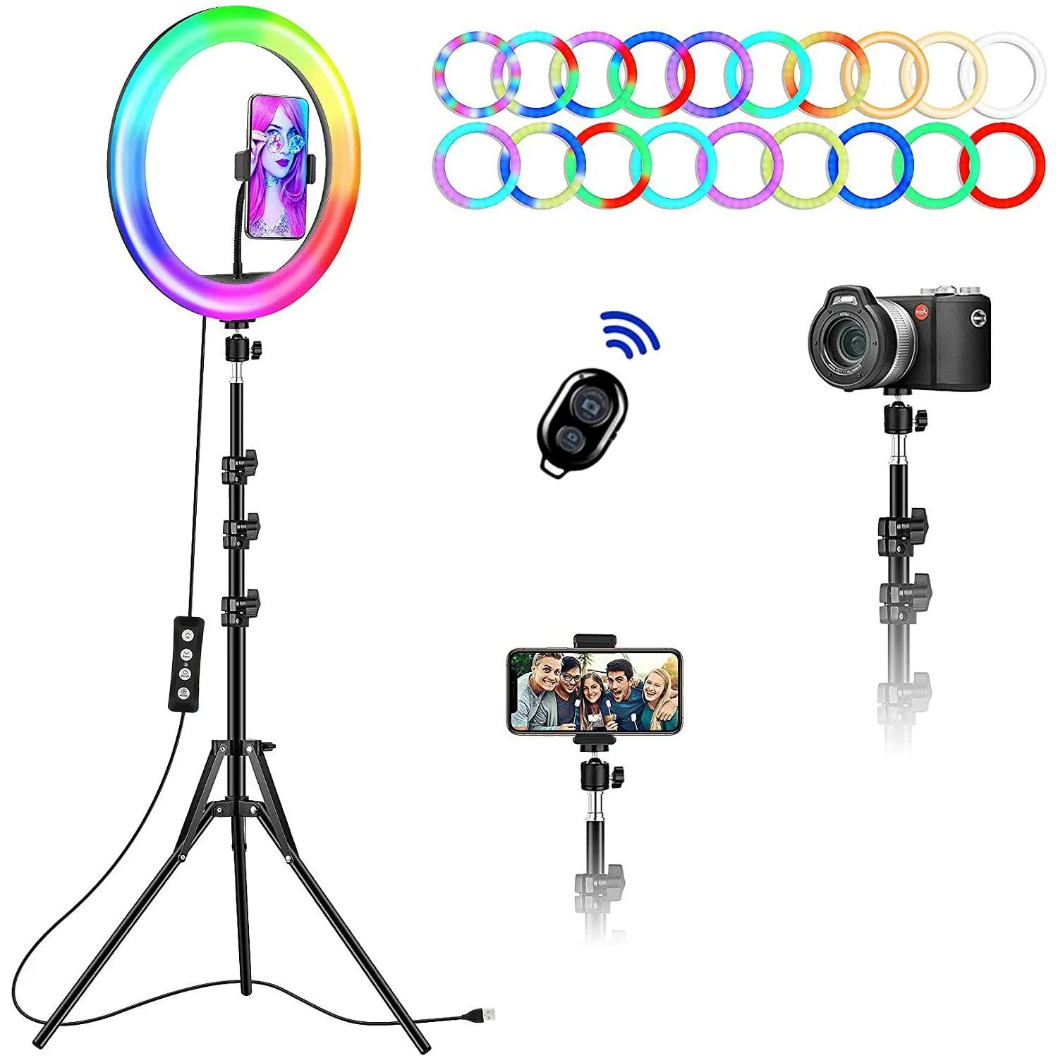 12" Selfie Ring Light with Tripod Stand and Phone Holders