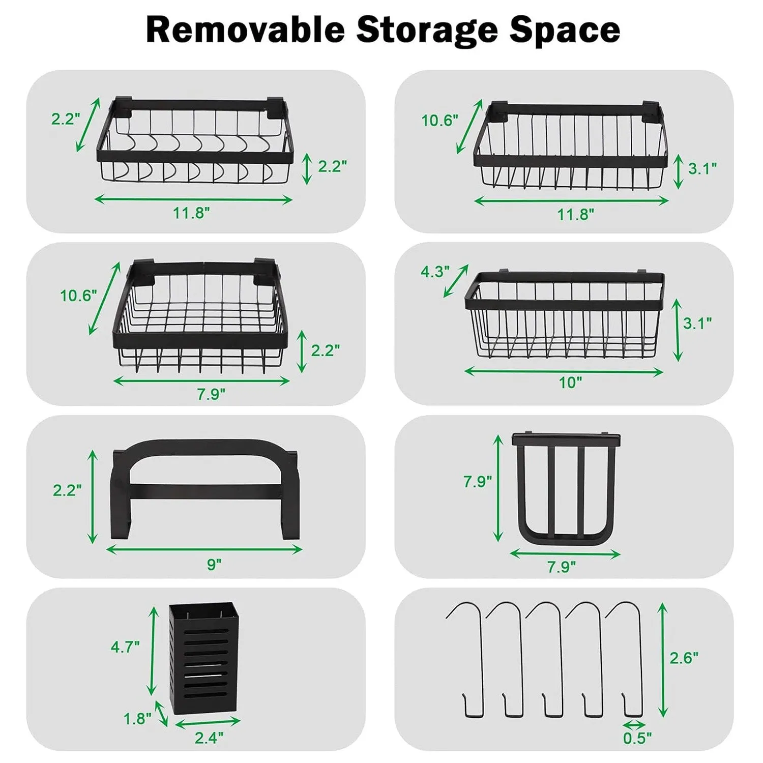 2 Tier Over Sink Dish Drying Rack 33.4"L with Multiple Baskets Utensil Holder Cup Holder