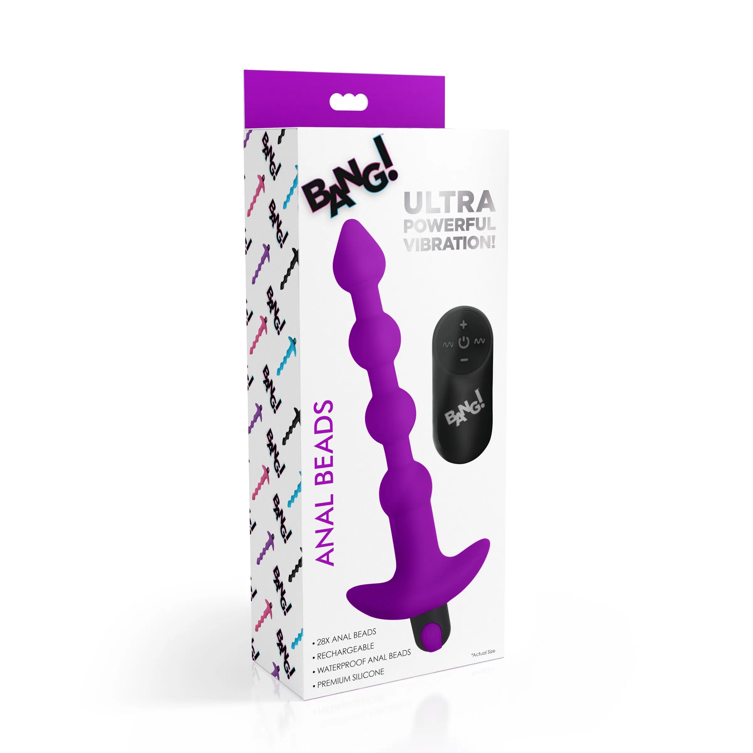 28X Remote Control Vibrating Silicone Anal Beads - Purple