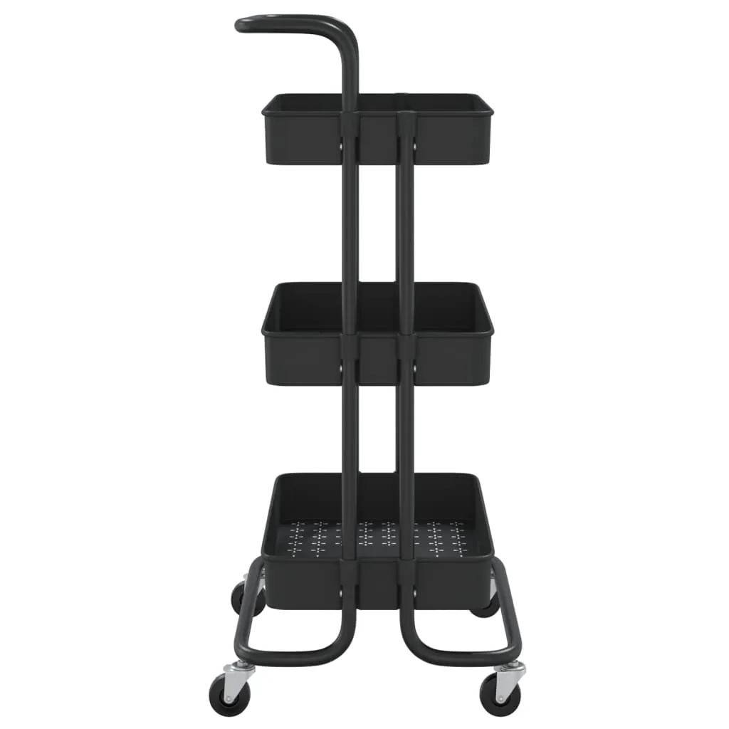 3-Tier Kitchen Trolley Rolling Storage Cart with Wheels Iron and ABS