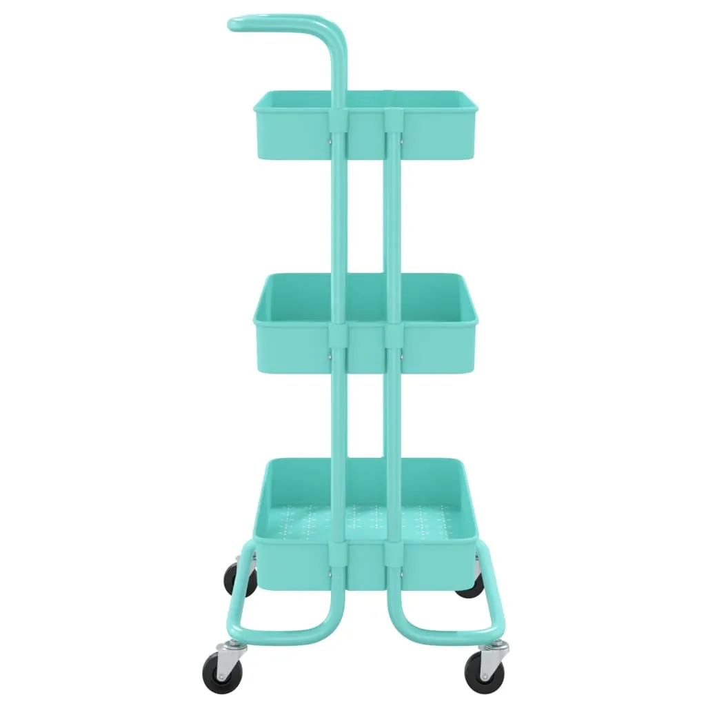 3-Tier Kitchen Trolley Rolling Storage Cart with Wheels Iron and ABS