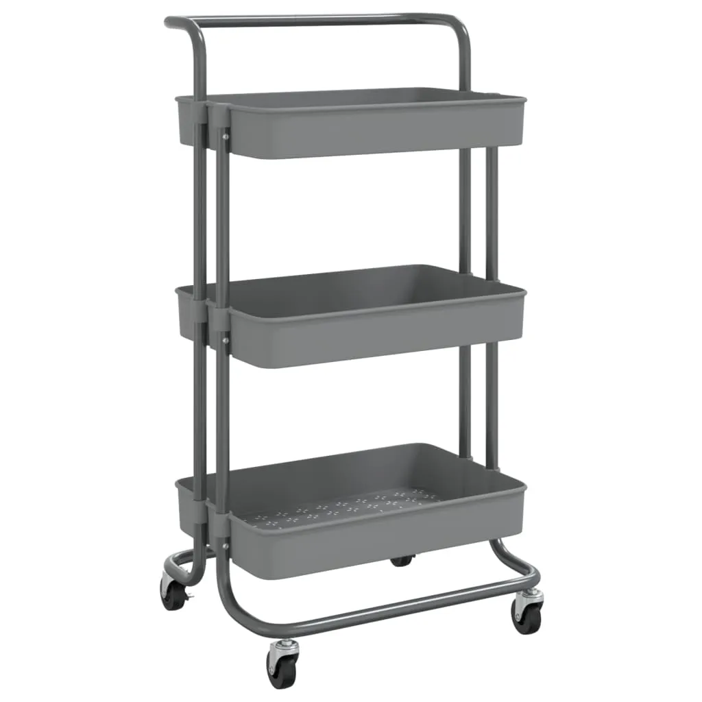 3-Tier Kitchen Trolley Rolling Storage Cart with Wheels Iron and ABS