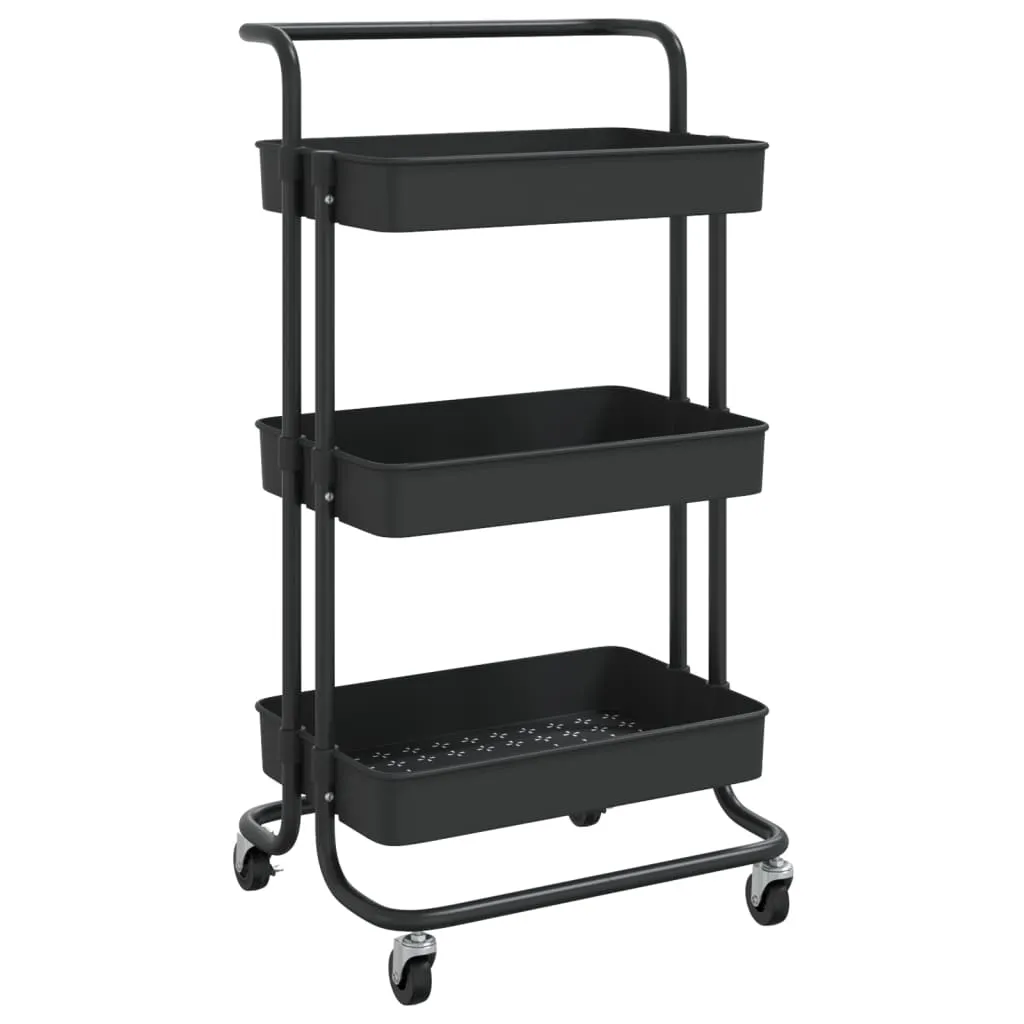 3-Tier Kitchen Trolley Rolling Storage Cart with Wheels Iron and ABS