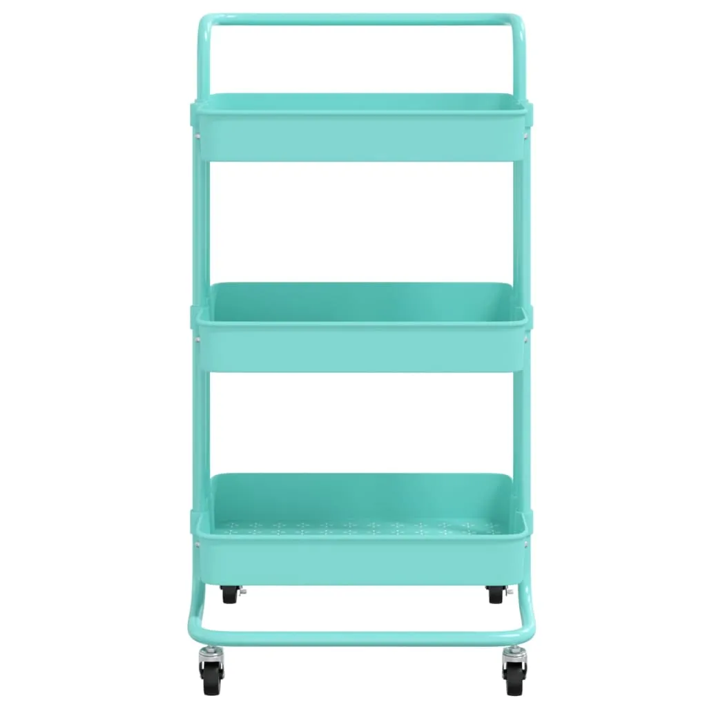 3-Tier Kitchen Trolley Rolling Storage Cart with Wheels Iron and ABS