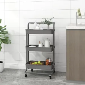 3-Tier Kitchen Trolley Rolling Storage Cart with Wheels Iron and ABS