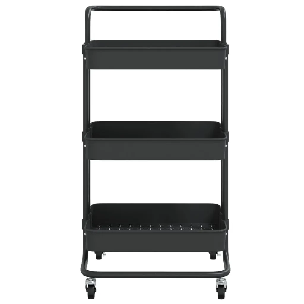 3-Tier Kitchen Trolley Rolling Storage Cart with Wheels Iron and ABS