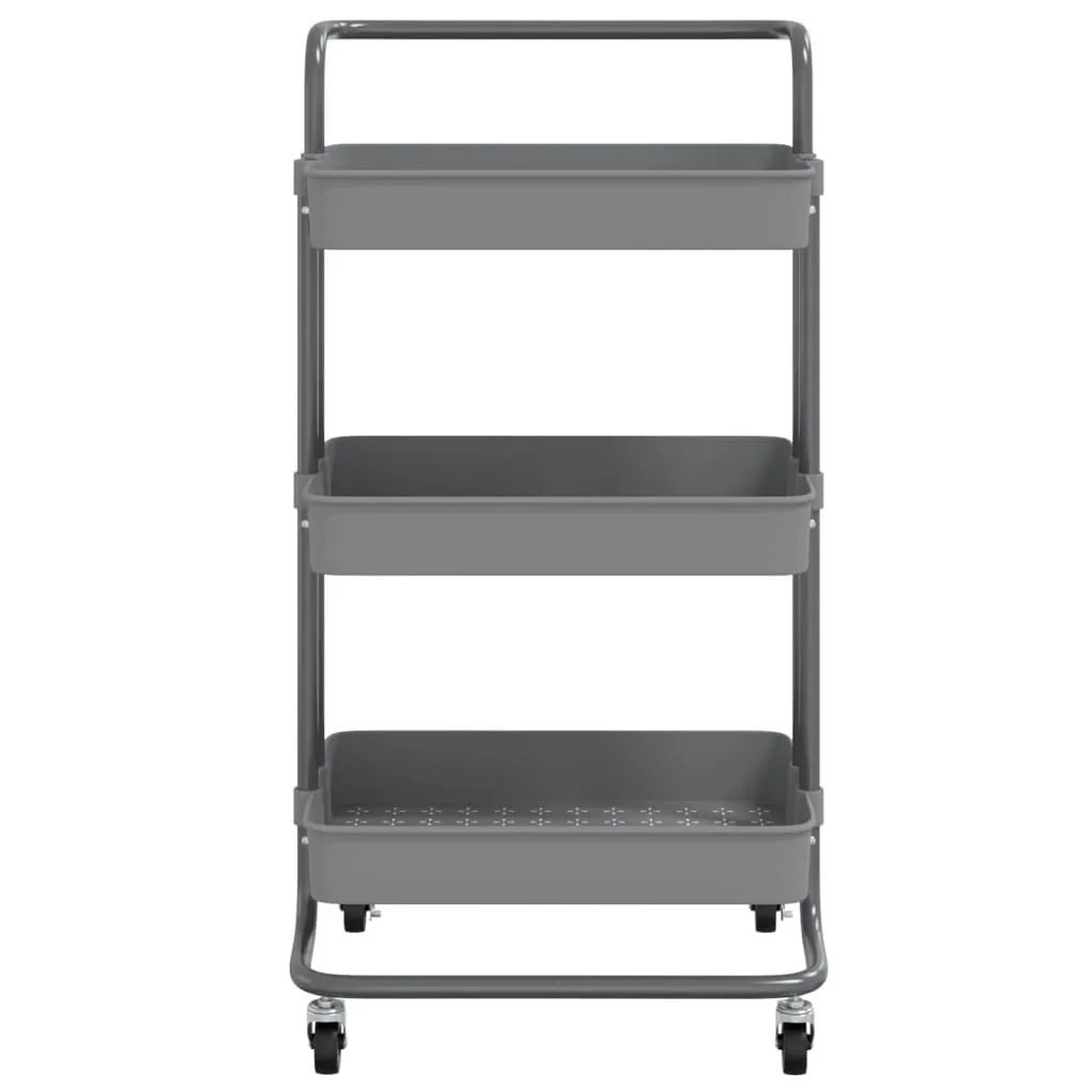 3-Tier Kitchen Trolley Rolling Storage Cart with Wheels Iron and ABS