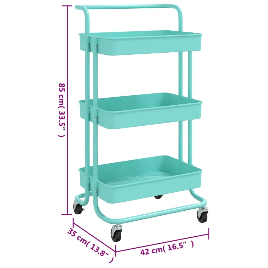 3-Tier Kitchen Trolley Rolling Storage Cart with Wheels Iron and ABS