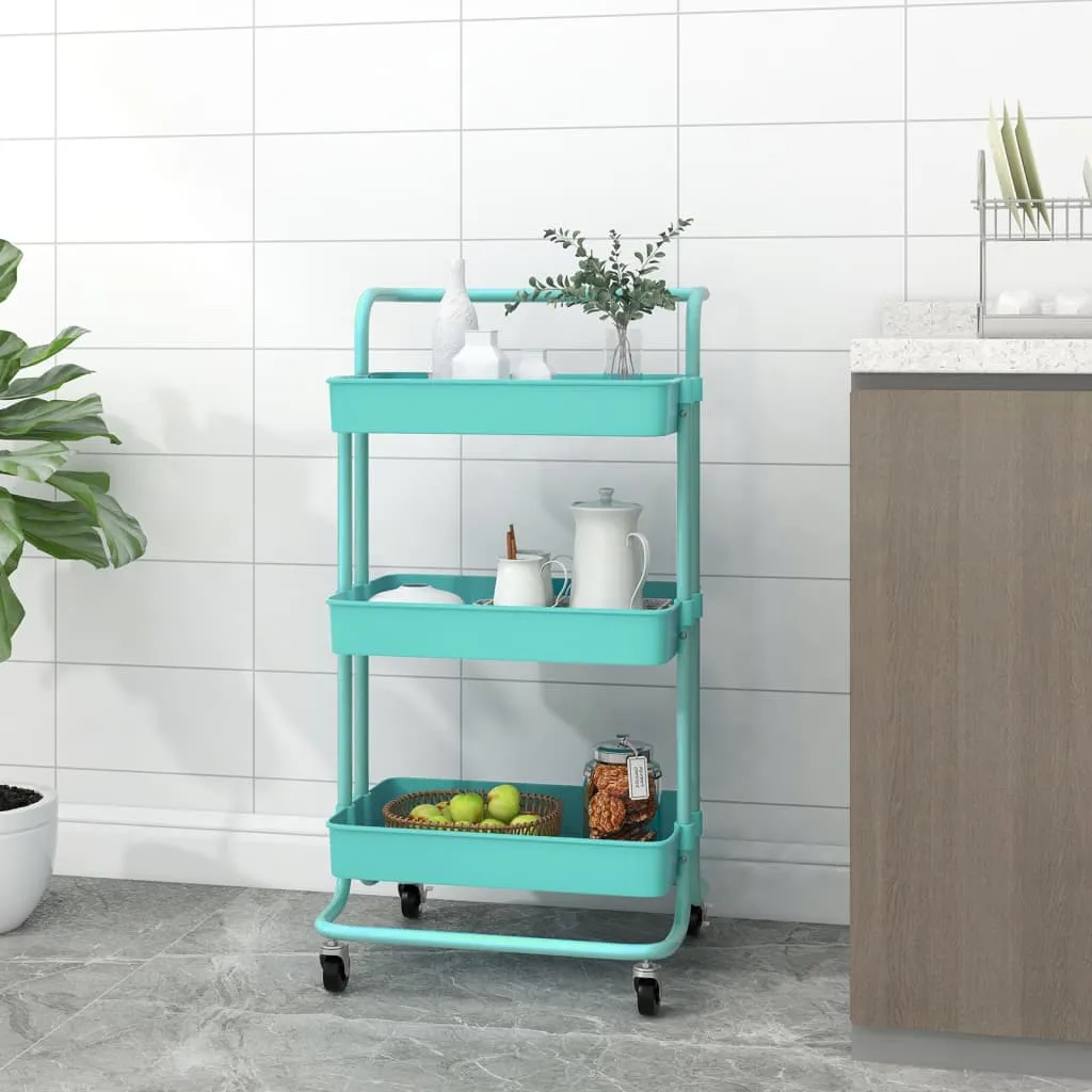 3-Tier Kitchen Trolley Rolling Storage Cart with Wheels Iron and ABS