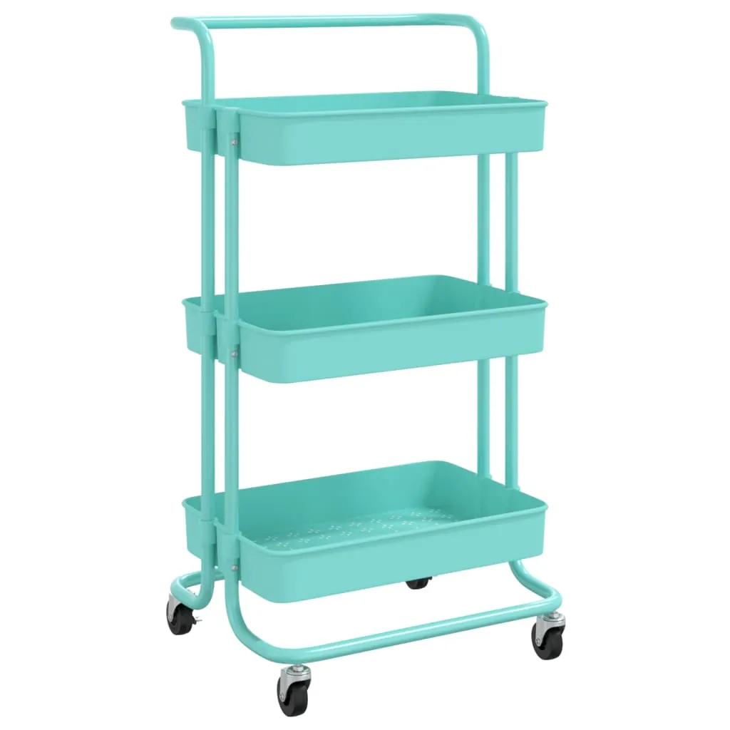 3-Tier Kitchen Trolley Rolling Storage Cart with Wheels Iron and ABS