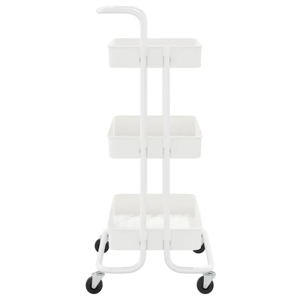 3-Tier Kitchen Trolley Rolling Storage Cart with Wheels Iron and ABS