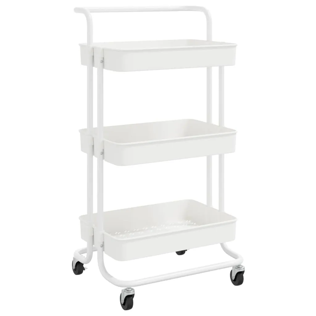 3-Tier Kitchen Trolley Rolling Storage Cart with Wheels Iron and ABS