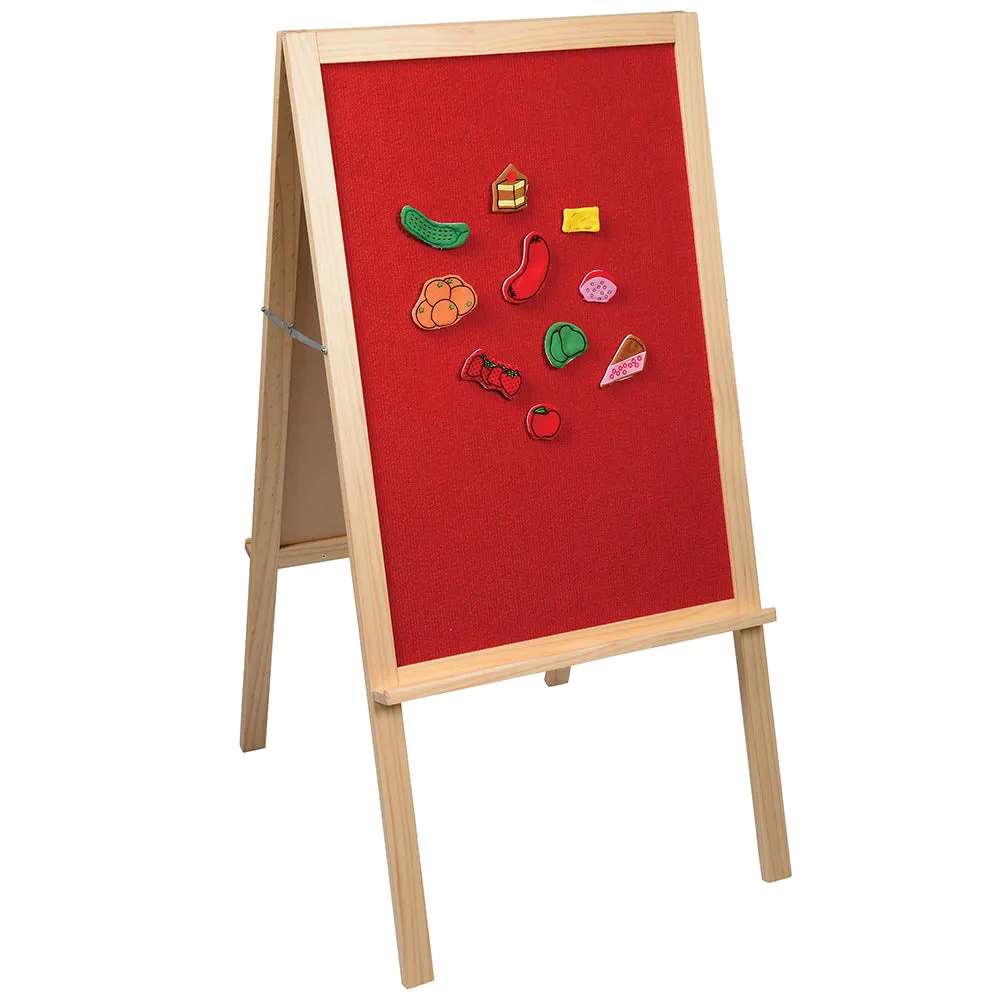 4-in-1 Wooden Easel with Magnetic Write-and-Wipe Board