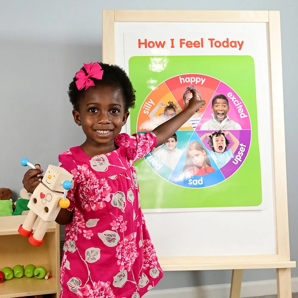 4-in-1 Wooden Easel with Magnetic Write-and-Wipe Board