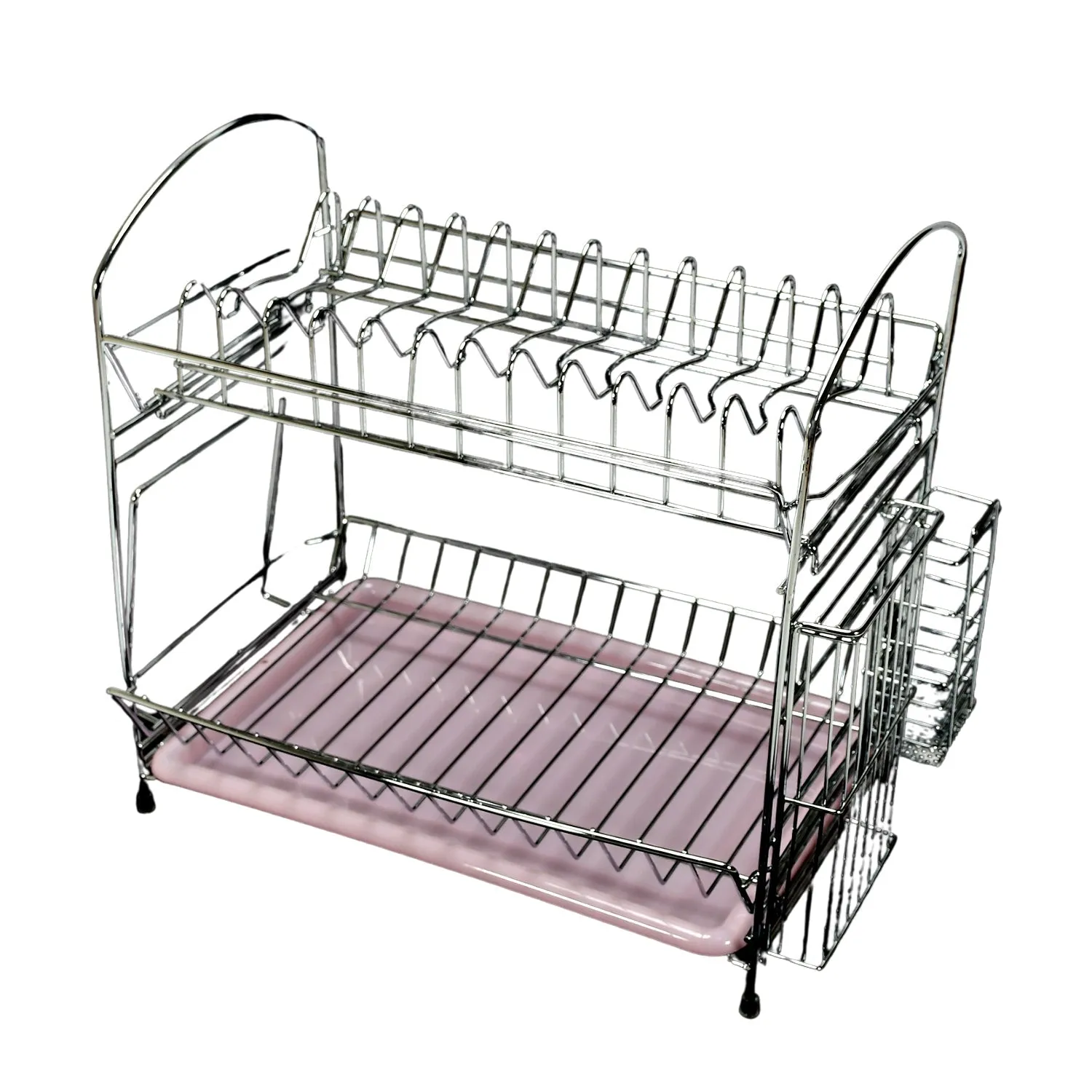 7663 Stainless Steel S Shape 2 Layer Kitchen Dish Drainer Organizer Storage Rack