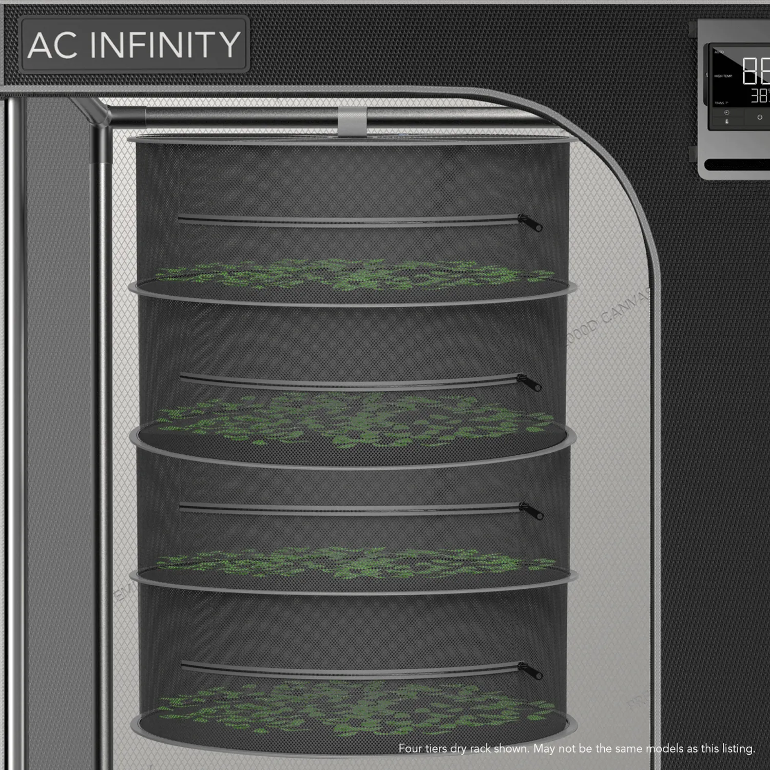 AC Infinity Hanging Herb Drying Rack, 24 in. Diameter, Eight Tiers