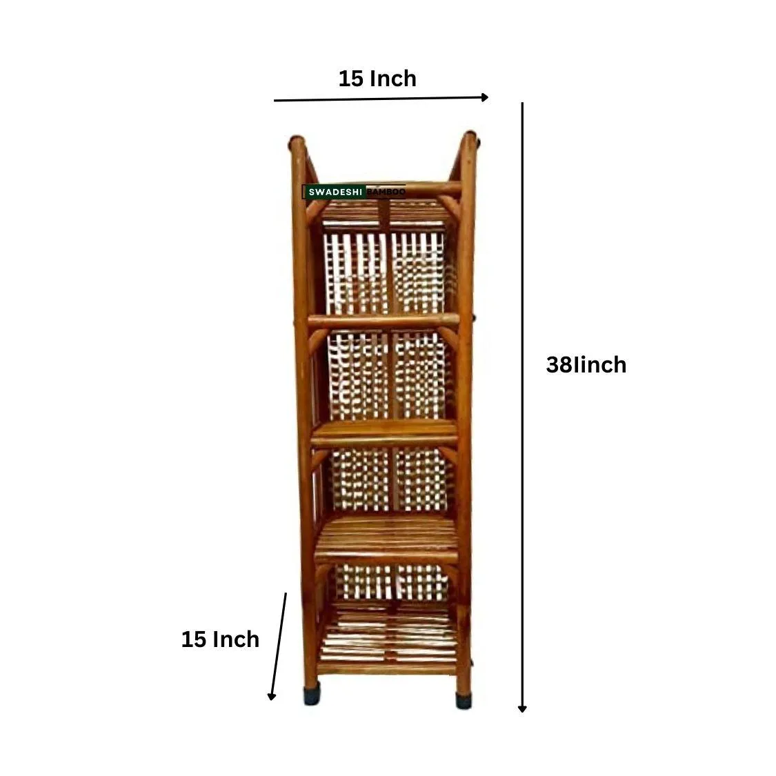 Bamboo Wooden Cane Bookshelf Multipurpose Home Decor Storage Organizer for Office Files | Bookcase Open Display Rack | Home Library, Book Stand| Book Rack for Study Room