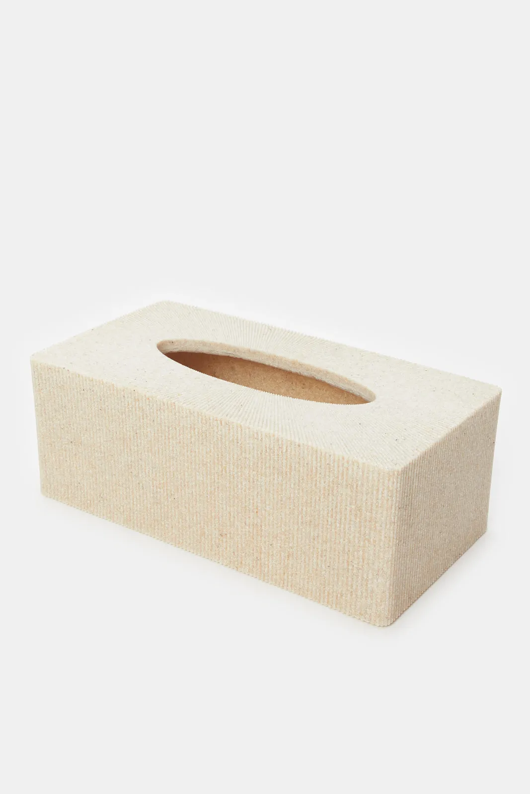 Beige Textured Rectangle Tissue Box Cover