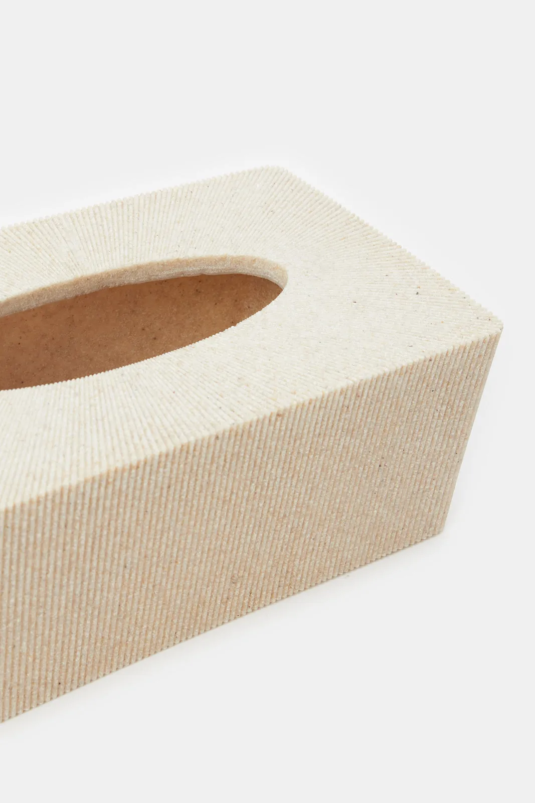 Beige Textured Rectangle Tissue Box Cover