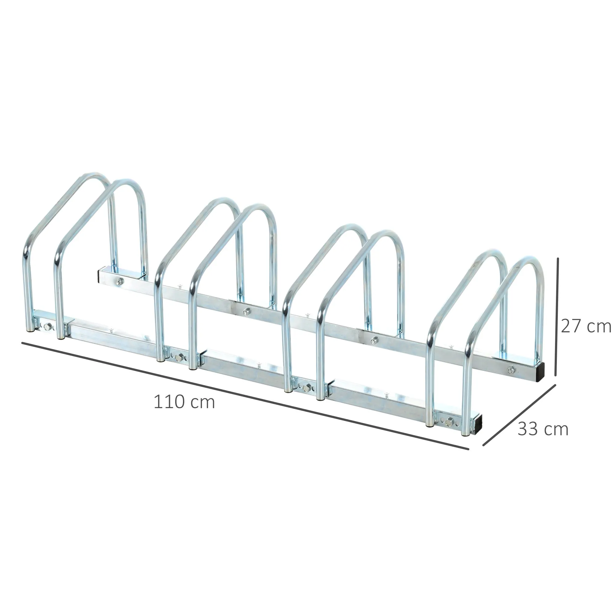 Bike Stand Parking Rack Floor or Wall Mount Bicycle Cycle Storage Locking Stand (4 Racks, Silver)