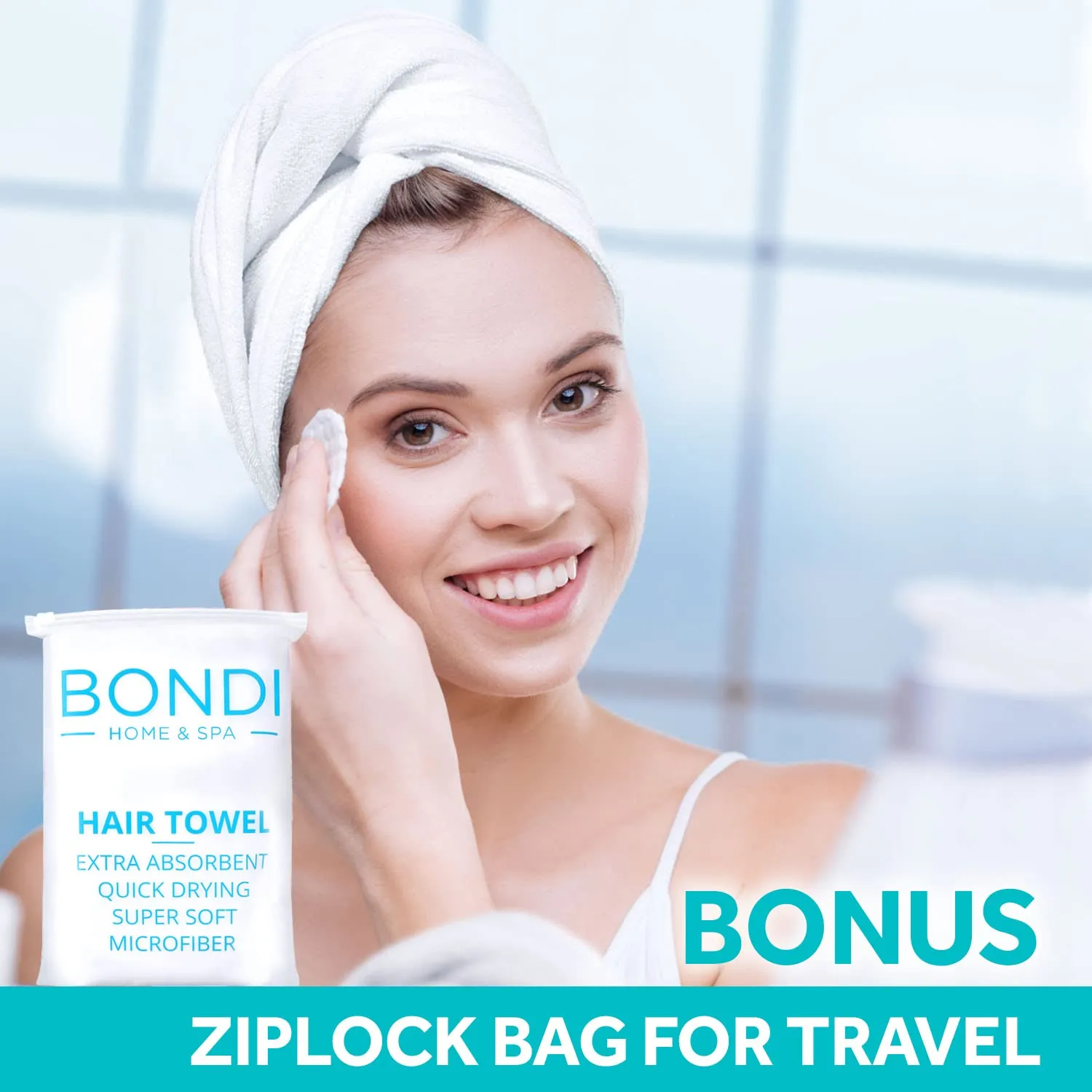 BONDI SPA Microfiber Hair Towel – Dries Wet Hair 50% Faster – Anti-Frizz Hair Drying Towel - Perfect for Long or Curly Hair - XL (42 x 22) - Super Absorbent