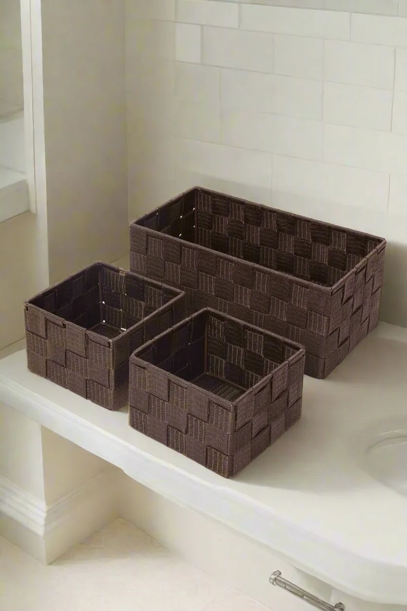 Brown Storage Basket Set (3 Piece)