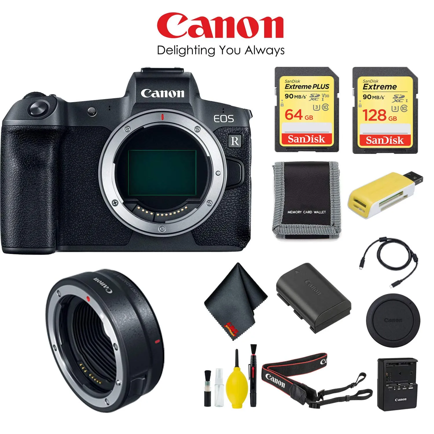 Canon EOS R Mirrorless Digital Camera with Mount Adapter EF-EOS R Kit, International - Storage Kit