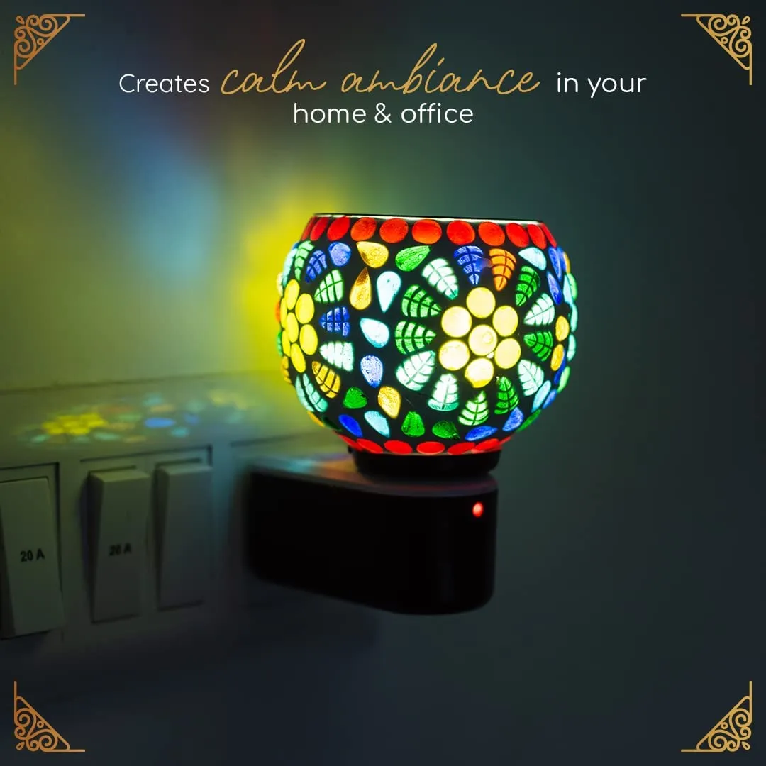 Ceramic Aroma Diffuser | Kapoor Dani Cum Night Lamp Multi Functional Essential Oil Camphor Burner for Fragrance with Switch On/Off Button for Heating