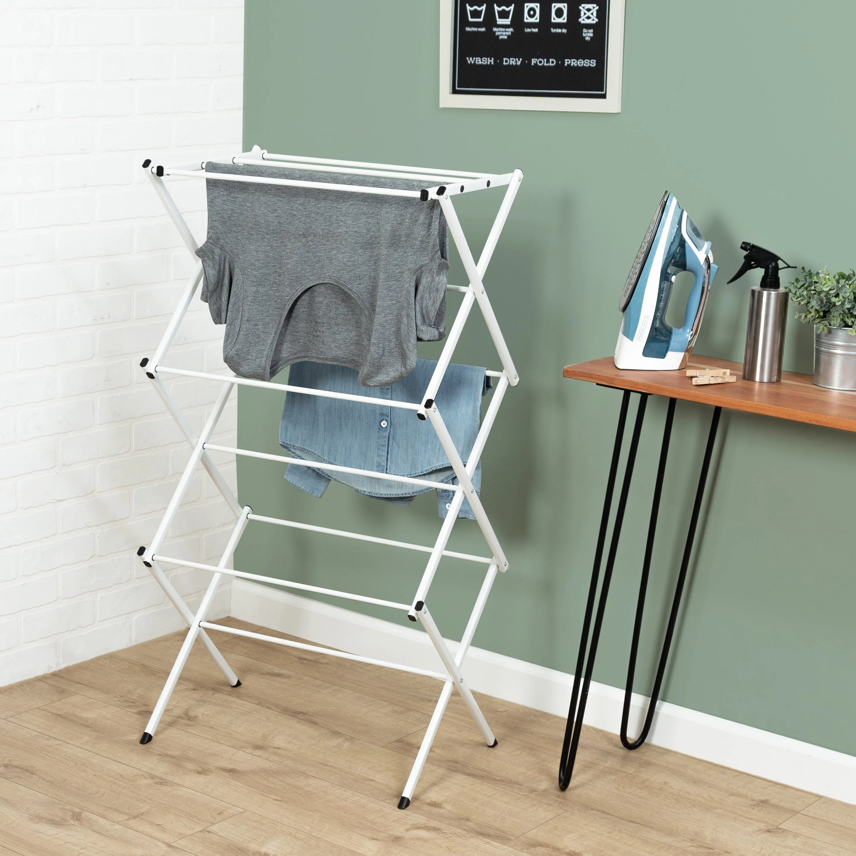 Compact Collapsible Metal Clothes Drying Rack