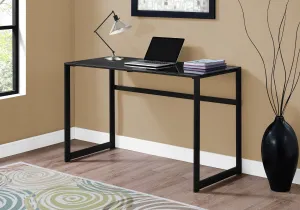 Computer Desk - 48"L / Black Metal / Black Tempered Glass