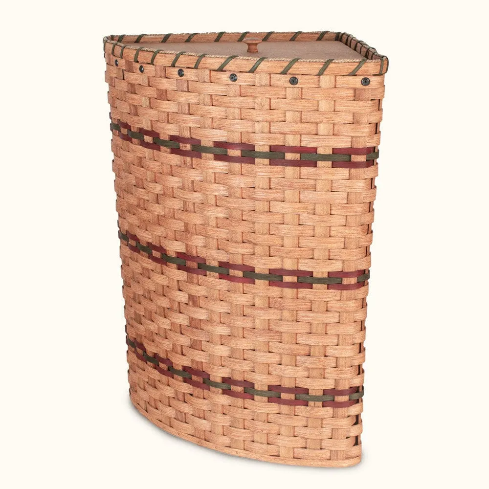 Corner Hamper | Large Amish Wicker Laundry Basket w/Lid