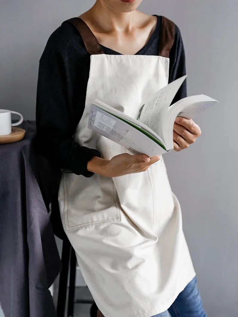 Cotton Linen Apron Waitress Bar Bakery Catering Painter Florist Gardener Workwear A18021