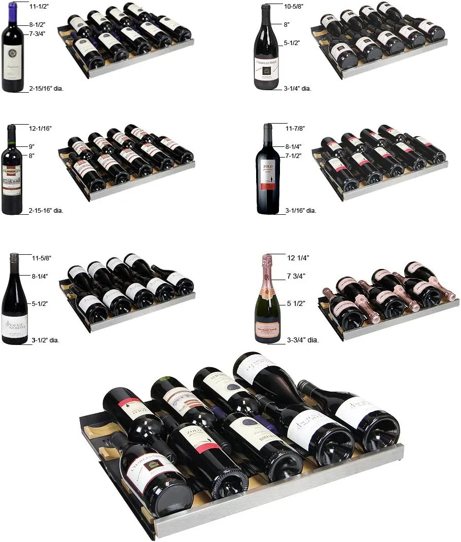 Dual Zone Compressor Wine Refrigerator Energy Efficient 177 Bottle Capacity