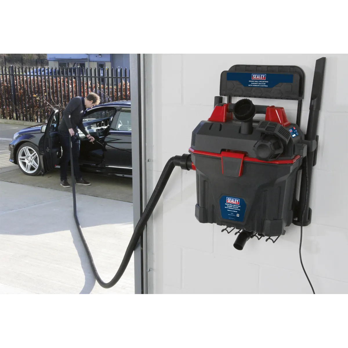 Garage Vacuum 1500W with Remote Control - Wall Mounting