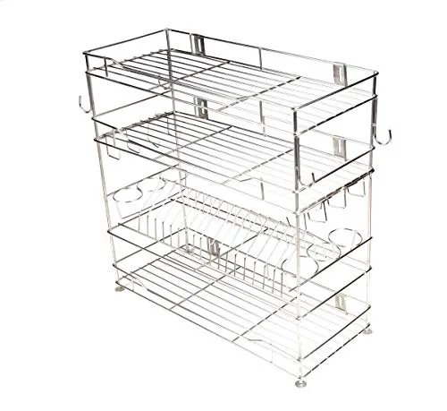 Gehwara Utensil Stand For Kitchen Step Shelf By Gehwara,(Kitchen Organizer Items/Steel Racks For Kitchen/Utensils Stand),Make Of Pure Stainless Steel-Wall Mountable 26 Inch X 23 Inch X 10 Inch)