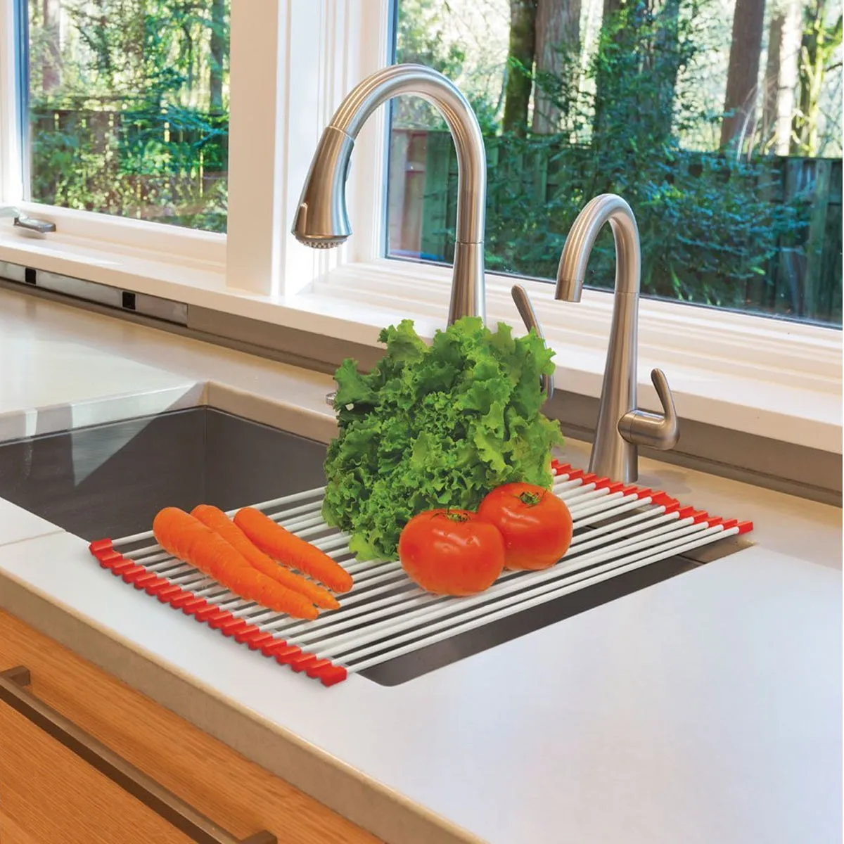 Handy Gourmet Over-The-Sink Roll Up Drying Rack - Space-Saving Kitchen Solution