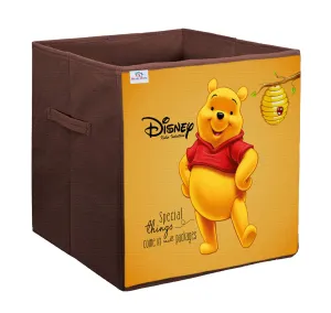 Heart Home Disney Winnie-The-Pooh Printed Non-Woven Foldable Storage Bin/Cube/Organizer For Toys, Clothes And Books With Handles (Brown) -HS43HEARTH26280