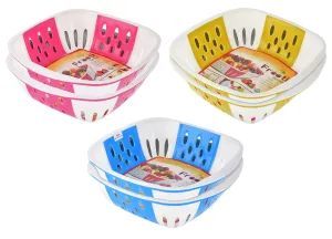 Heart Home Medium Multi-Purpose Plastic Storage Baskets for Fruits Vegetables and Kitchen Fridge Dining Table- Pack of 6 (Pink & Blue & Green)-HS42KUBMART25354