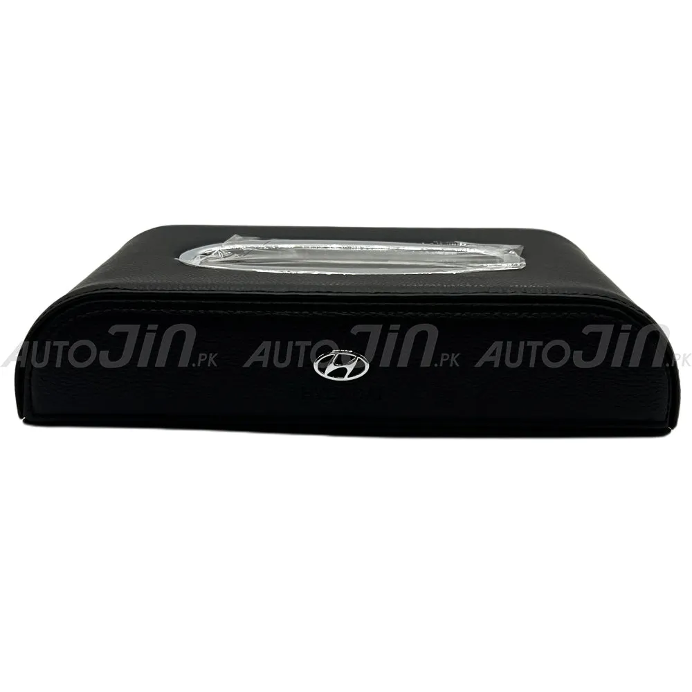 High Quality Tissue Box for Car - Hyundai Logo - Pu Leather - Black