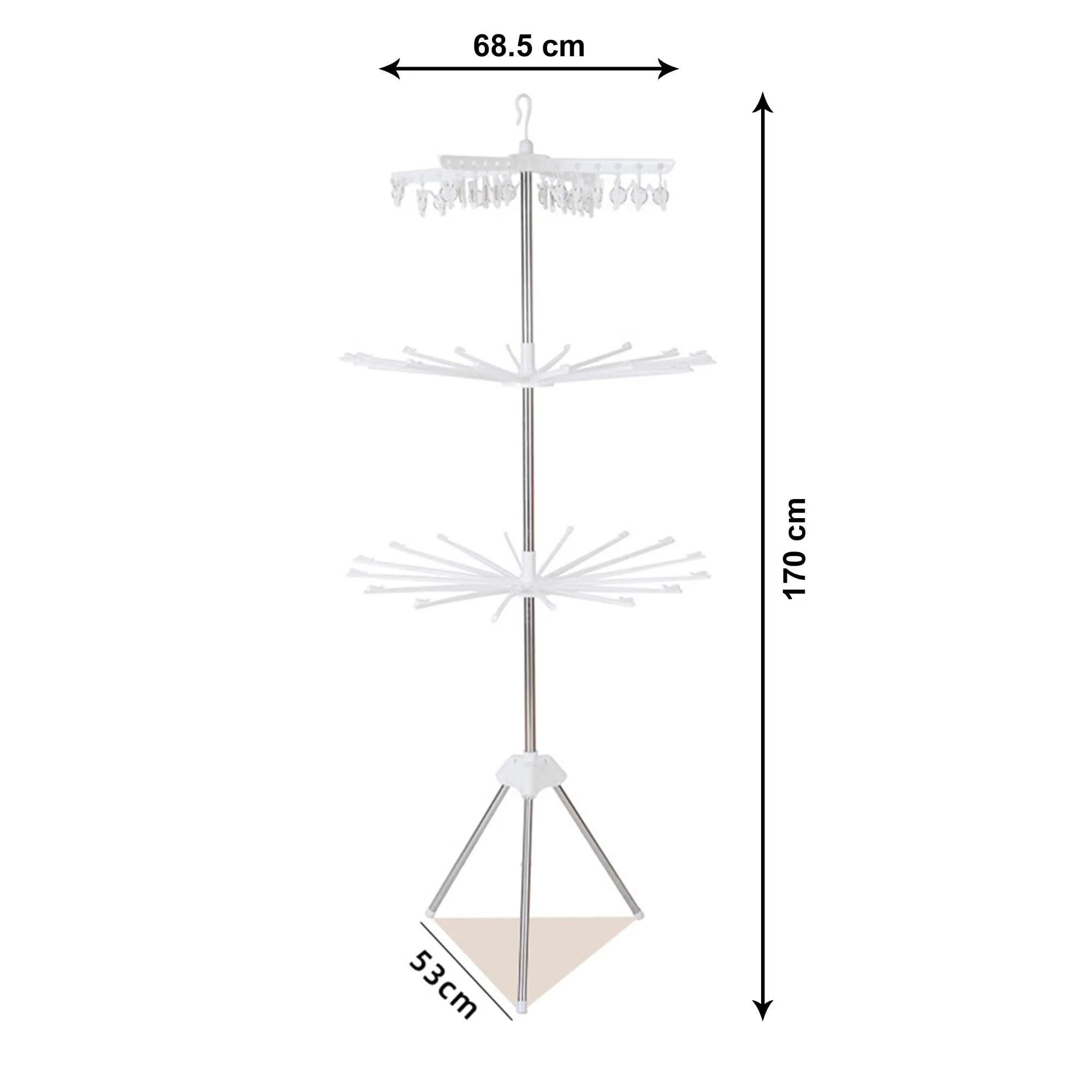 Homestic Collapsible Round Drying Rack| Balcony Terrace Cloth Drying Stand| Space Saving | Stainless Steel|Color-White| HM001WT