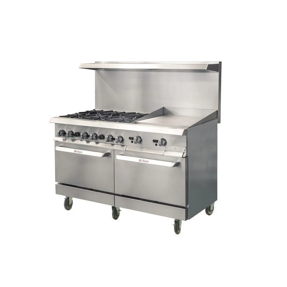 IKON IR-6B-24MG-60 Gas 6 Burner 60" Range with 24" Griddle and Standard Ovens