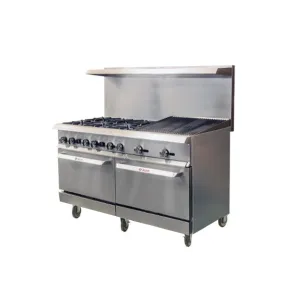 IKON IR-6B-24RB-60 Gas 6 Burner 60" Range with 24" Radiant Broiler and Standard Ovens