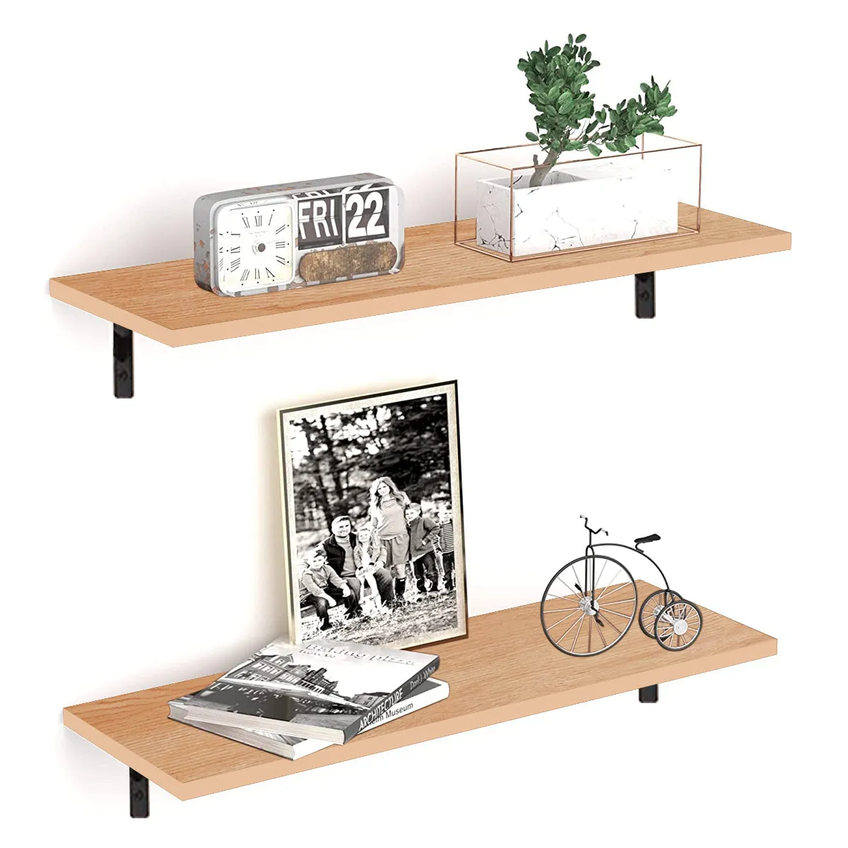 Kawachi Wall Decor Mounted Floating Shelves, Display Ledge, Storage Rack 65*21 cm for Room, Kitchen and Office Set of 2