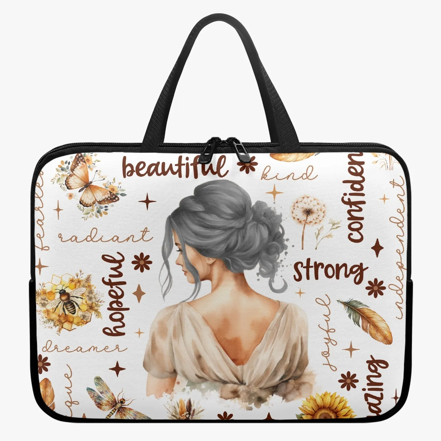 Laptop Sleeve with Handles - Affirmations - Grey Hair