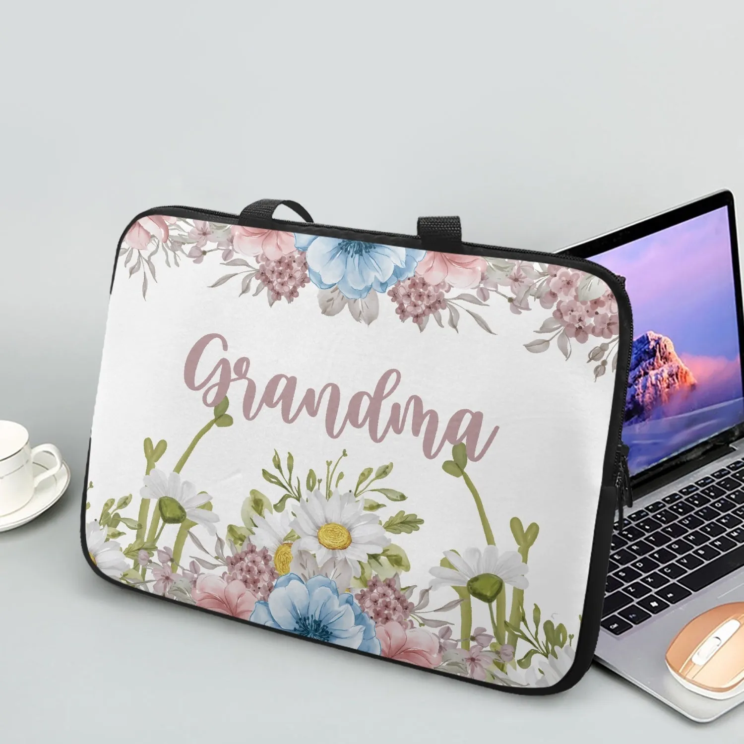 Laptop Sleeve with Handles - Floral - Grandma