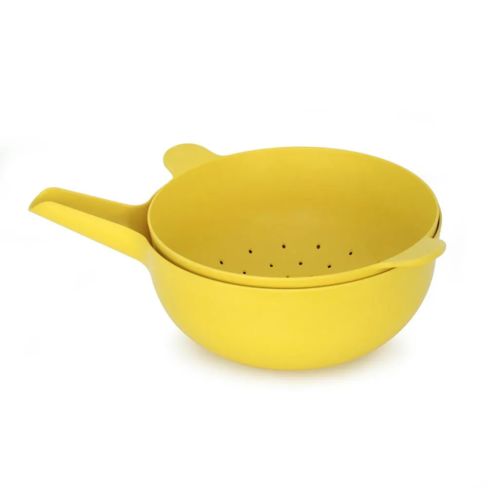 Large Mixing Bowl And Colander Set - Lemon