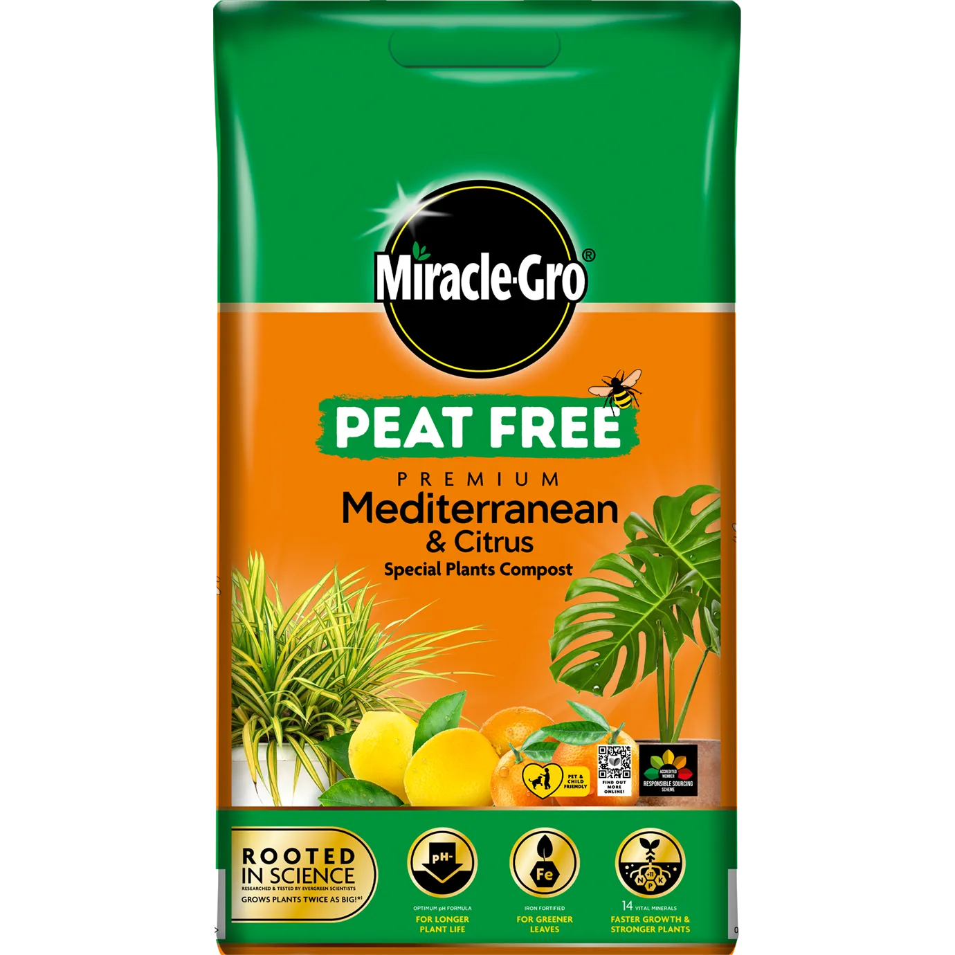 Miracle-Gro Premium Mediterranean & Citrus Compost, Peat free 10L Bag